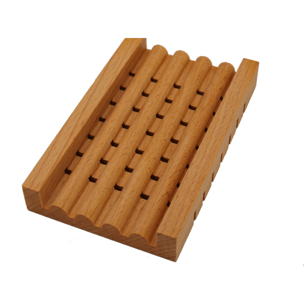 Seifenschale aus Holz mit Rillen-Design - Seifenmeister.de