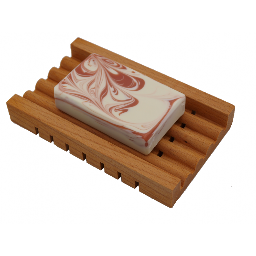 Seifenschale aus Holz mit Rillen-Design - Seifenmeister.de