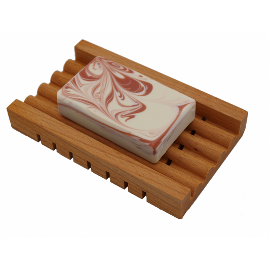 Seifenschale aus Holz mit Rillen-Design - Seifenmeister.de