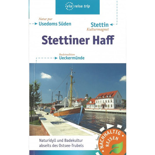 Cover des Reiseführers "Stettiner Haff: Geheimtipps für Ruhe & Natur", zeigt unverbaute Ufer und klare Seeluft, Einladung zur Erkundung ruhiger Orte und Landschaften.
