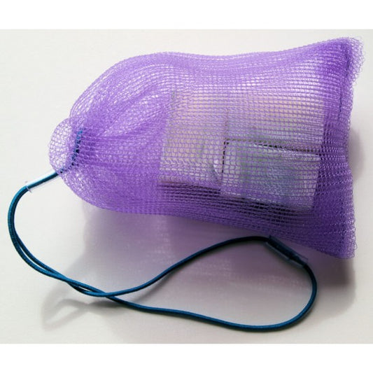 Seifenboy in Lila, verschließbarer Beutel aus Plastiknetz für effektives Peeling und Schaumbildung, Kordelverschluss