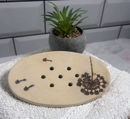 Seifenschale aus Keramik Pusteblume