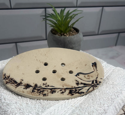 Seifenschale aus Keramik Spatz