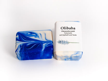 Olibaba Zitronen-Lavendel Seife mit Seide und Reiskeimöl, zwei Stücke, luxuriöse Hautpflege, erfrischend und beruhigend