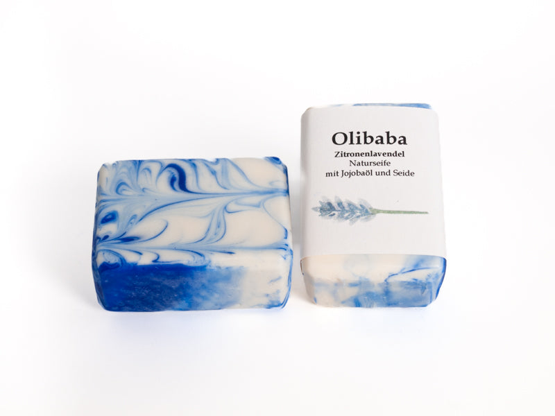 Zwei Stücke Olibaba Zitronen-Lavendel Seife, Seide, Reiskeimöl & Sheabutter, luxuriöses Erlebnis, erfrischend und beruhigend